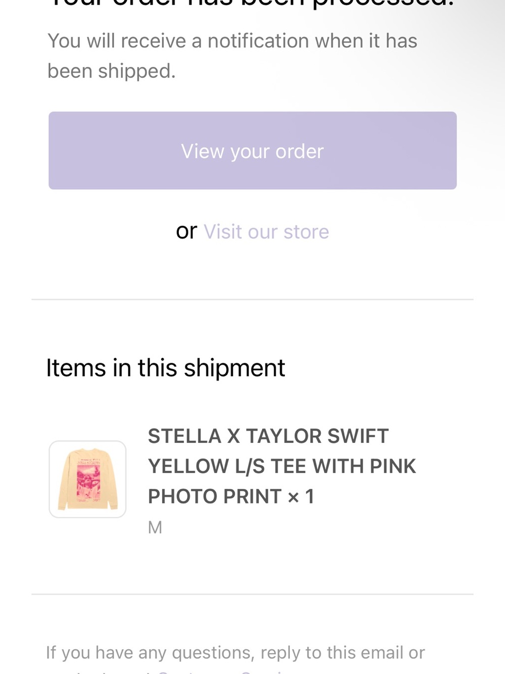 Stella McCartney Taylor Swift Light Yellow Long-Sleeve Graphic Tee - Pink Print - Picture 3 of 3